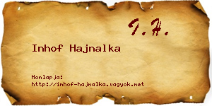 Inhof Hajnalka névjegykártya